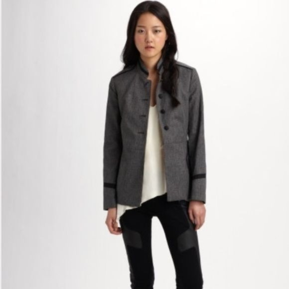 New rag & bone Grimsby military sergeant equestrian leather trim blazer jacket - Picture 1 of 16